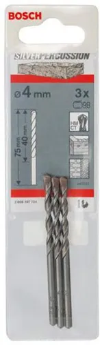 Bosch Betonbohrer Silver Percussion CYL-3 D.4mm L.75mm Schaft-D.3,3mm 3St.
