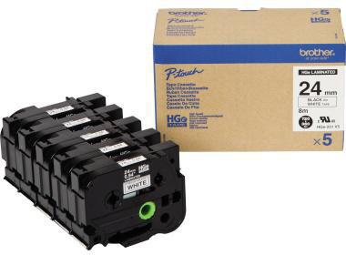 Brother Schriftbandkassette HGE251V5 24mmx8m sw auf ws 5St.