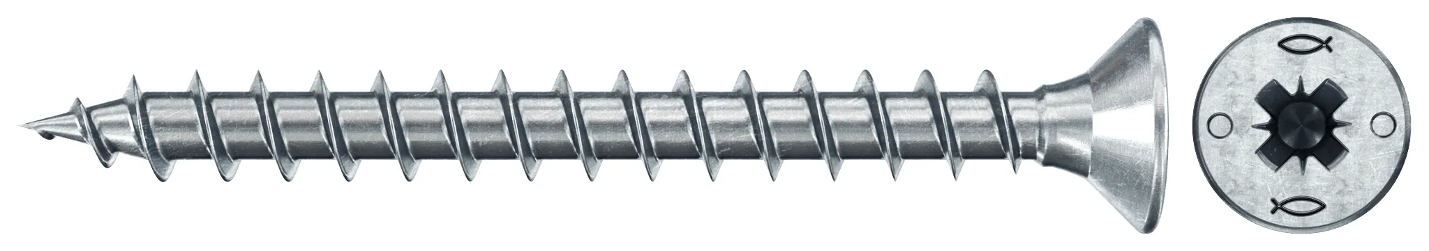 fischer PowerFast FPF II CZF 3,0 x 25 BC 100 Senkkopf mit Kreuzschlitz PZ Vollgewinde galvanisch verzinkt, blau passiviert