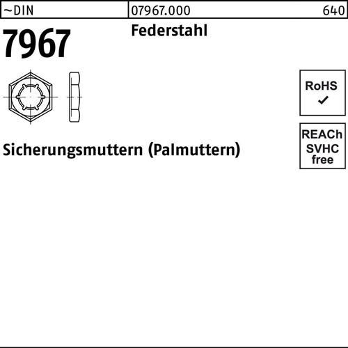 Sicherungsmutter DIN 7967 M 42 Federstahl 10 Stück