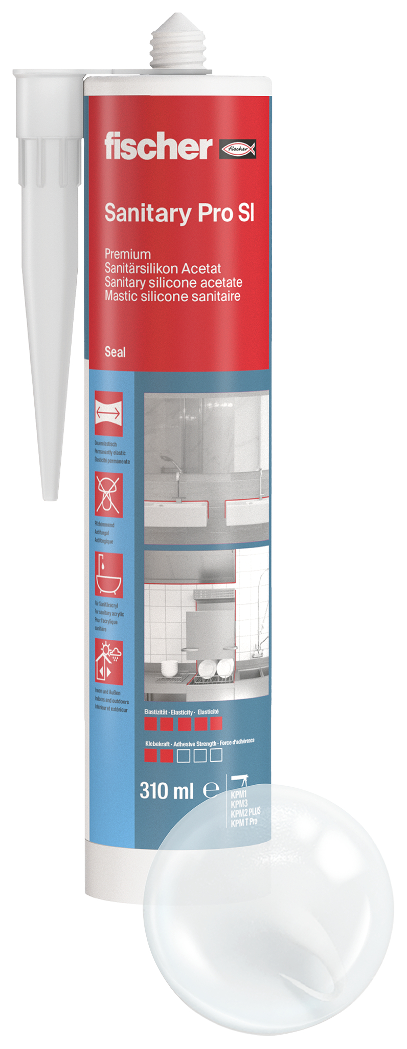 fischer Sanitärsilikon Sanitary Pro SI (DSSA) transparent 310 ml