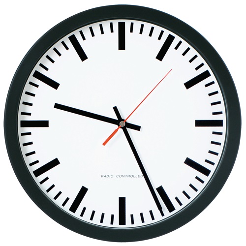Wanduhr Funkuhr Ku.schwarz D.300mm 1,5V Balken D.300mm