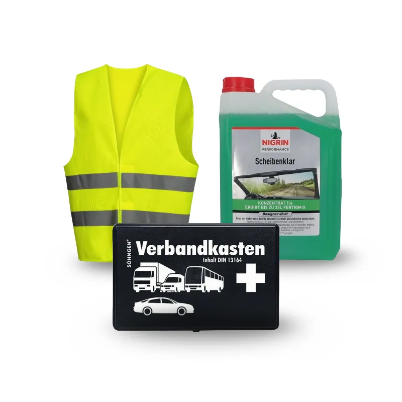 Bauprofi KFZ Bundle - Verbandkasten, Warnweste & Scheibenklar
