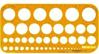 RUMOLD Kreisschablone 2010 1-36mm Tuschekante Kunststoff orange