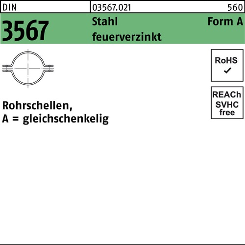 Rohrschelle DIN 3567 gleichschenkelig A 115/NW 100 Stahl feuerverz. 10Stück