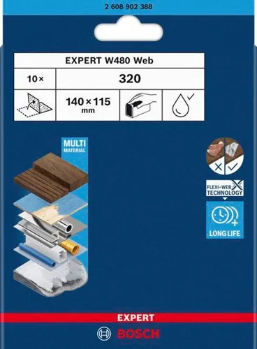 Bosch Schleifblatt EXPERT W480 Web web Blattabm.115x140mm Körnung 320