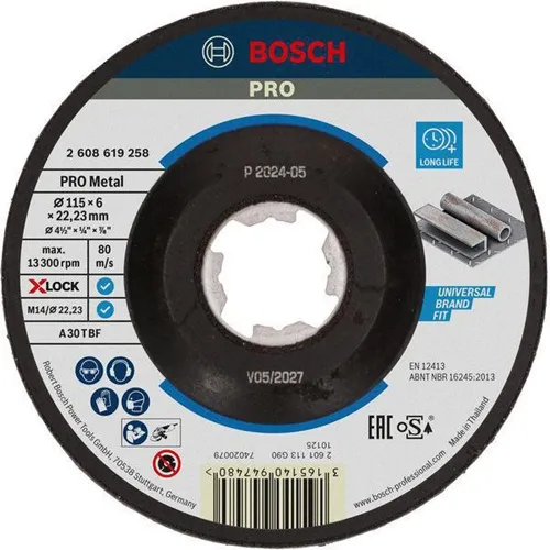 Bosch Schruppscheibe PRO Metal D.115mm Dicke 6mm gekröpft X-LOCK