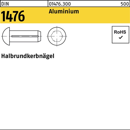 Halbrundkerbnagel DIN 1476 3x 5 Aluminium 500 Stück