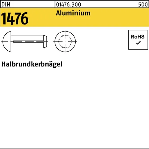Halbrundkerbnagel DIN 1476 2,5x 8 Aluminium 500 Stück