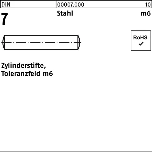Zylinderstift DIN 7 20 m6x 45 Stahl 25 Stück