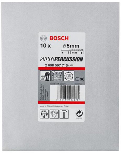 Bosch Betonbohrer Silver Percussion CYL-3 D.5mm L.85mm Schaft-D.4,5mm 10St.