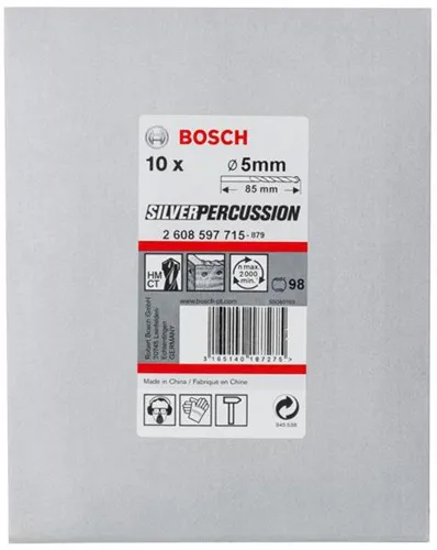 Bosch Betonbohrer Silver Percussion CYL-3 D.5mm L.85mm Schaft-D.4,5mm 10St.
