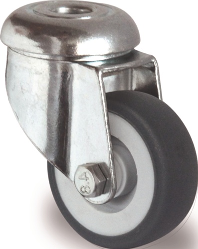 TECWERK Lenkrolle mit Rückenloch Gleitlager Gummi grau 