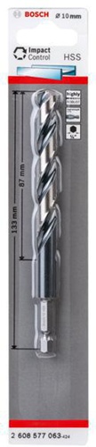 Bosch Spiralbohrer Arbeits-L.87mm D.10mm L.133mm HSS Schaft-D.6,35mm