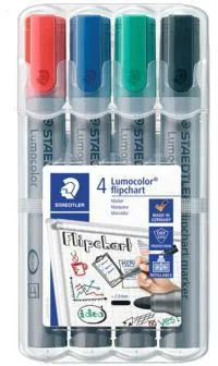 STAEDTLER Flipchartmarker Lumocolor 356 WP4 2mm sortiert 4 St./Pack.