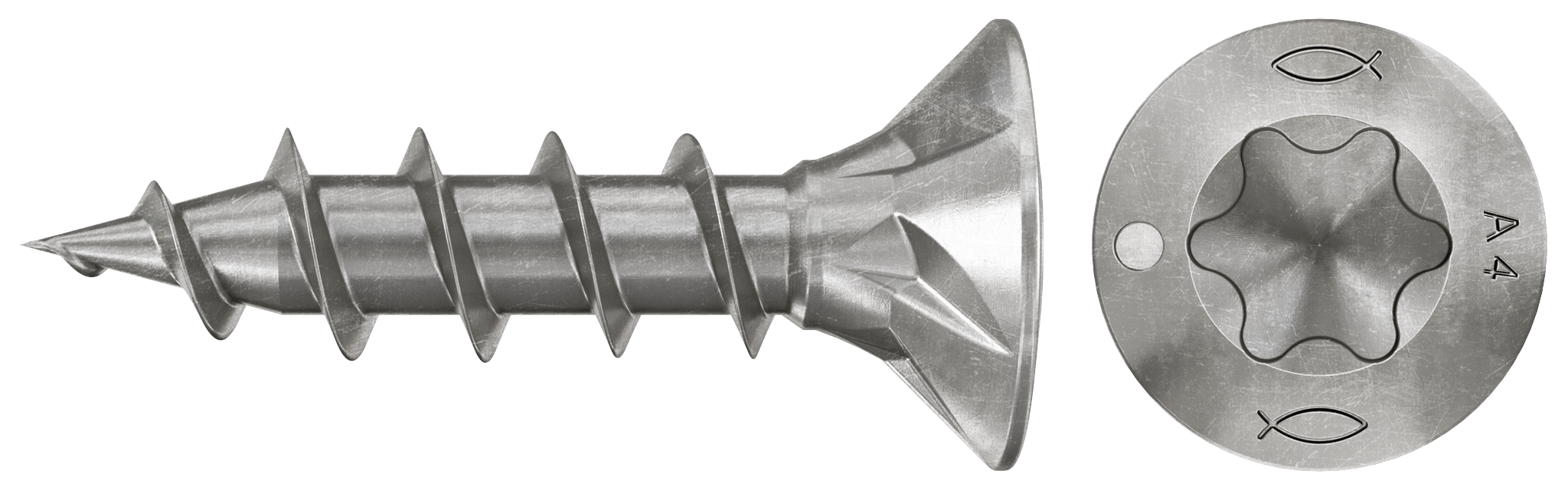 fischer Spanplattenschraube PowerFast FPF II RTF 3,5 x 15 A4 200, Linsenkopf, Innenstern TX, Vollgewinde, Edelstahl A4