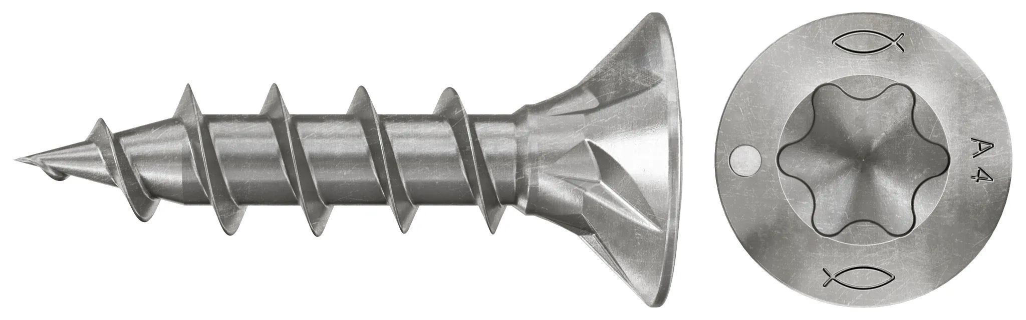 fischer Spanplattenschraube PowerFast FPF II RTF 3,5 x 15 A4 200, Linsenkopf, Innenstern TX, Vollgewinde, Edelstahl A4