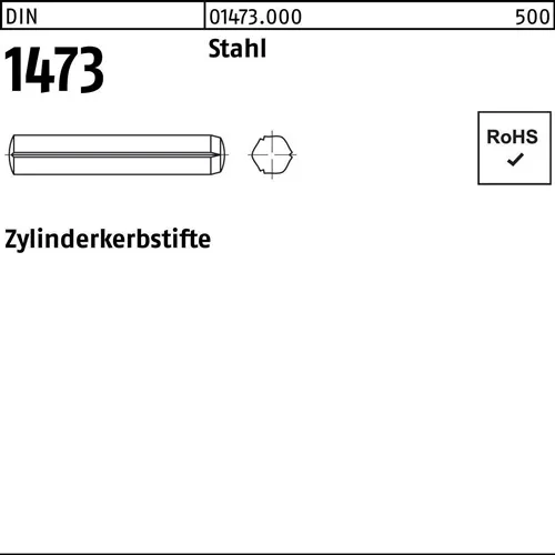 Zylinderkerbstift DIN 1473 6x 45 Stahl 100 Stück