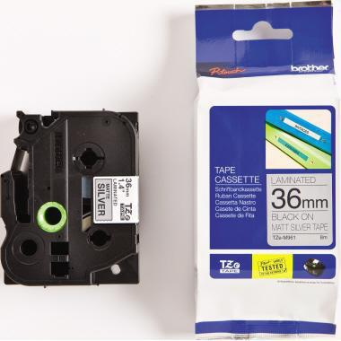 Brother Schriftbandkassette TZEM961 6mmx8m silber-metallic/schwarz