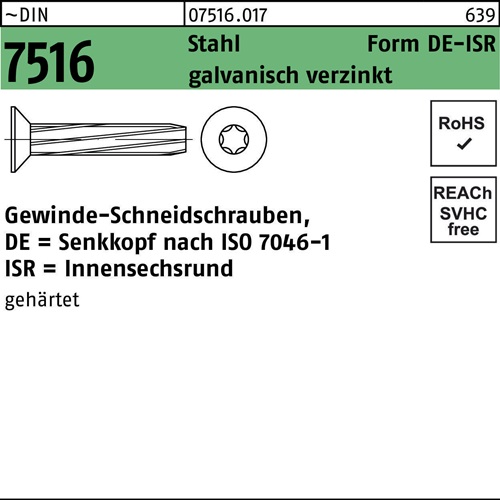 Gewindeschneidschraube DIN 7516 SEKO ISR DE M6x20-T30 Stahl galv.verz. 500St.