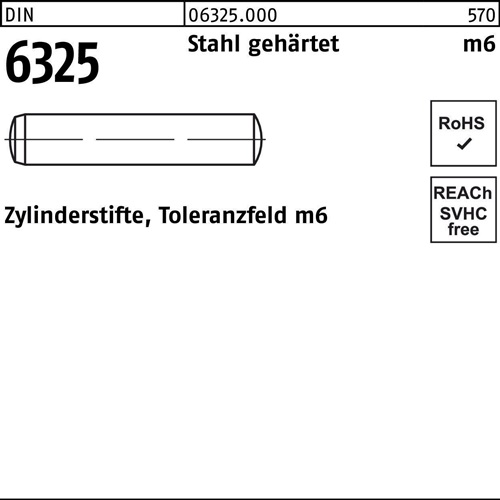 Zylinderstift DIN 6325 16 m6 x 110 Stahl gehärtet Toleranz m6 10 Stück