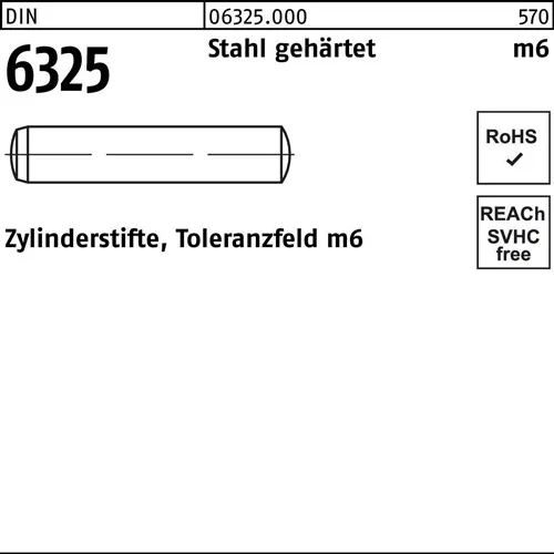 Zylinderstift DIN 6325 2 m6x 24 Stahl gehärtet Toleranz m6 100 Stück