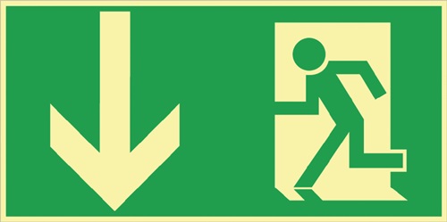 Rettungszeichen BGV A8 L297xB148 mm Notausgang Querf./m.Figur
