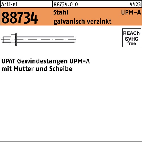 Ankerstange R 88734 UPM-A M16/175 Stahl galv.verz. 10 Stück UPAT
