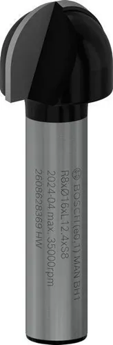 Bosch Hohlkehlfräser Arbeits-L.12,7mm D.16mm L.45mm Radius 8mm Schaft 8mm