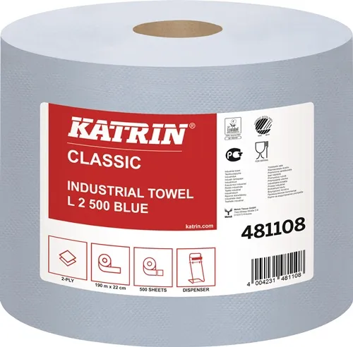 Putztuchrolle Katrin Classic L 2 L.ca.360 mmxB.ca.220mm blau 2-lag.2 RL/VE ELOS
