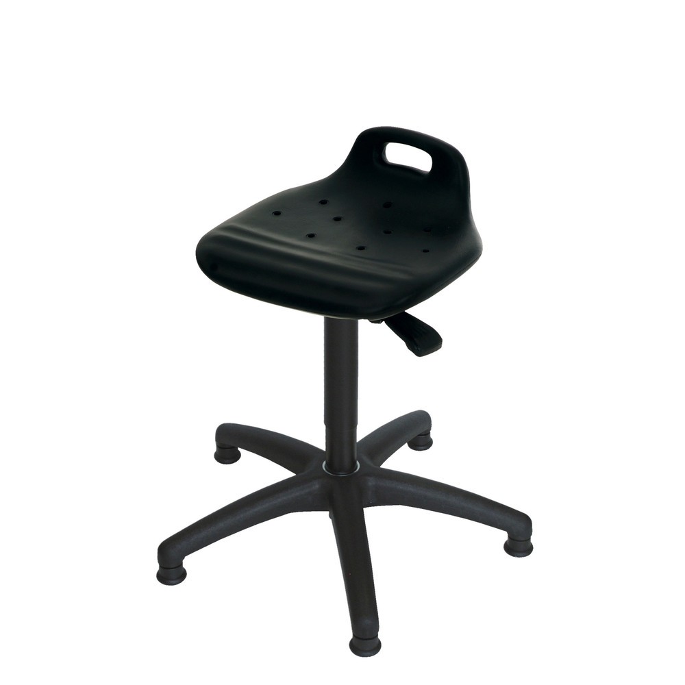 HEMMDAL Drehhocker, PU-Sitz mit Rückenstütze + Tragegriff, Sitzhöhe 430-620 mm