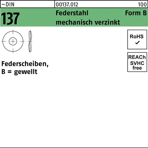 Federscheibe DIN 137 B 3 Federstahl mech.verz. 1000 Stück
