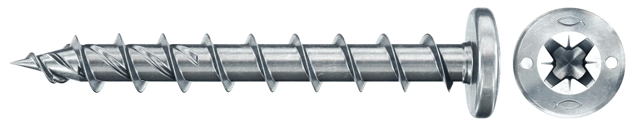 fischer PowerFast FPF II PZF 6,0x40 BC 100 Panhead mit Kreuzschlitz PZ Vollgewinde galvanisch verzinkt, blau passiviert