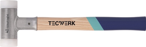TECWERK Schonhammer L.355mm Kopf-D.35mm Hickory rückschlagfrei hart Nyl.weiß 