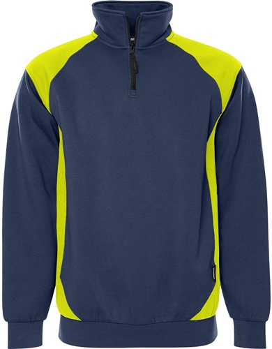 FRISTADS Sweatshirt 7048 GSM Gr.2XL marine/warnschutz-gelb