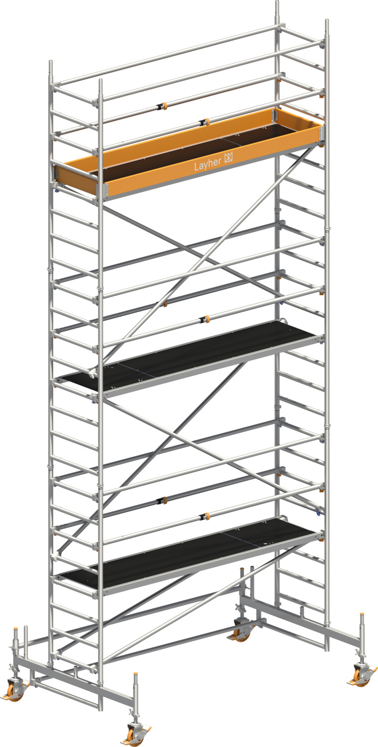Layher Fahrgerüst Uni Standard P2 mit Uni Telegeländer Typ: 1411105 | SH: 5,35 m / AH: 7,35 m