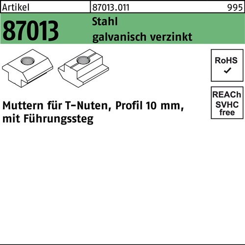 T-Nutenmutter R 87013 Führungssteg 10mm M8 Stahl galv.verz. 250Stück