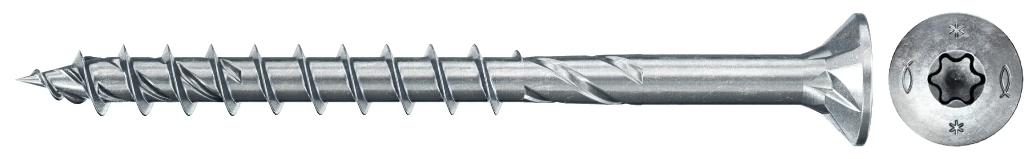 fischer PowerFast FPF II CT25P 5,0 x 60 BC 200 Senkkopf mit Innenstern TX Teilgewinde galvanisch verzinkt, blau passiviert
