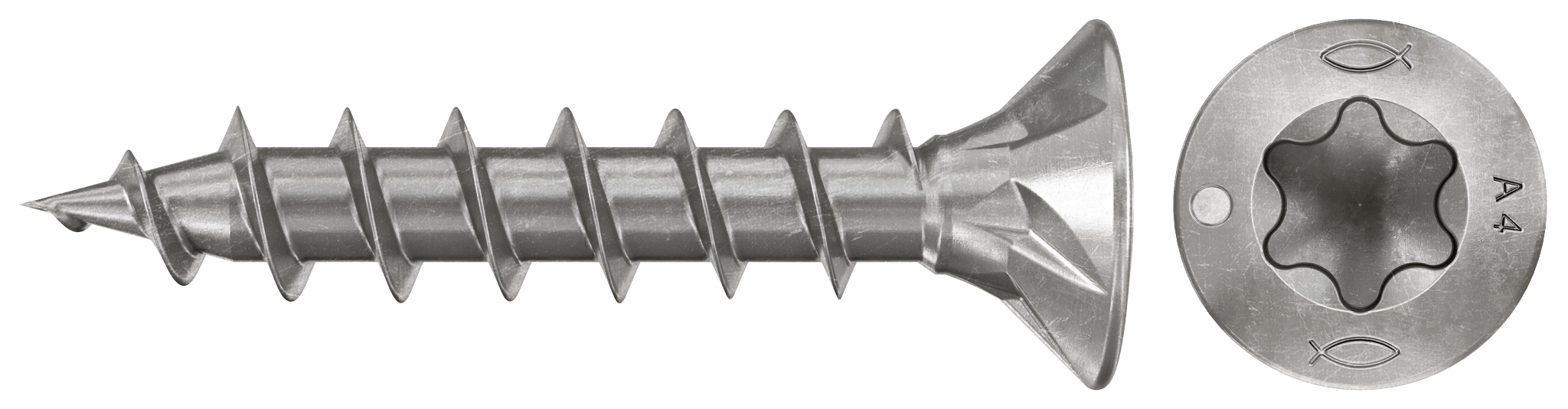 fischer Spanplattenschraube PowerFast FPF II CTF 3,5 x 20 A4 200, Senkkopf, Innenstern TX, Vollgewinde, Edelstahl A4
