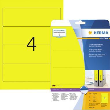 HERMA Ordneretikett 5096 192x61mm sk gelb 80 St./Pack.