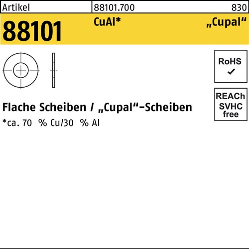Unterlegscheibe R 88101 6/6,5x 15x 1 CuAl 200 Stück