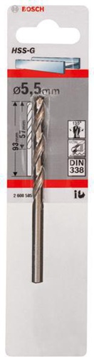 Bosch Metallbohrer HSS-G DIN338 Arbeits-L.57mm D.5,5mm L.93mm