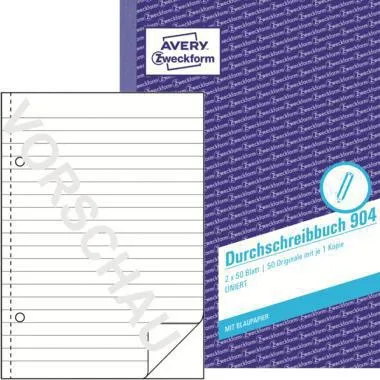Avery Zweckform Durchschreibebuch 904 DIN A5 liniert 2x50Blatt