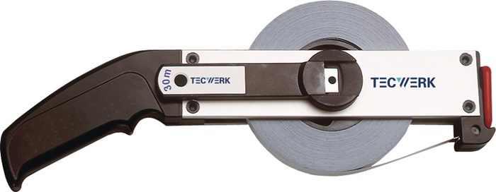 Rahmenbandmaß A cm EG II Aluminium weiß Stahlmaßband TECWERK