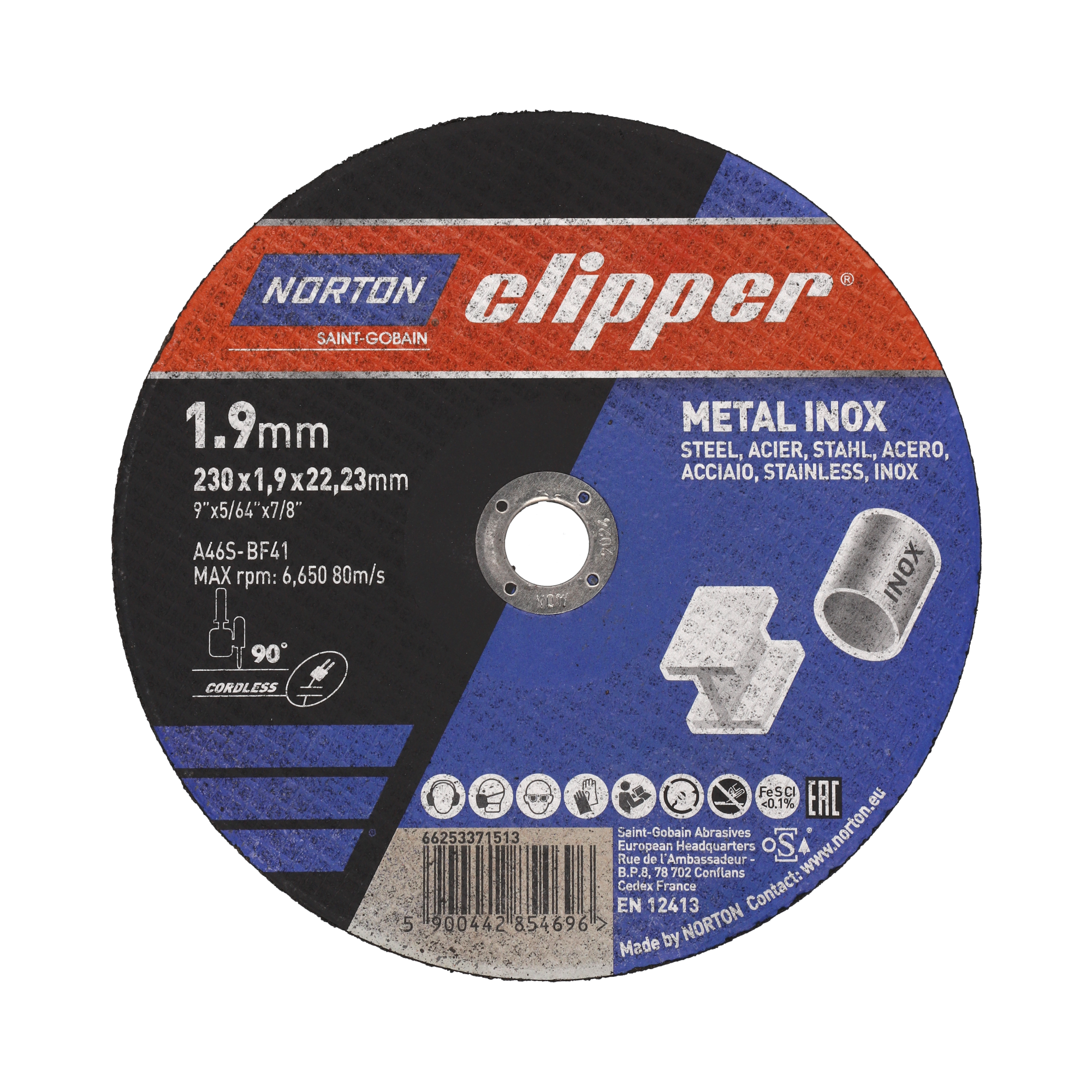 Norton Clipper Trennscheiben-Set 4+1 gratis Metall/Inox-Trennscheiben 230x1,9