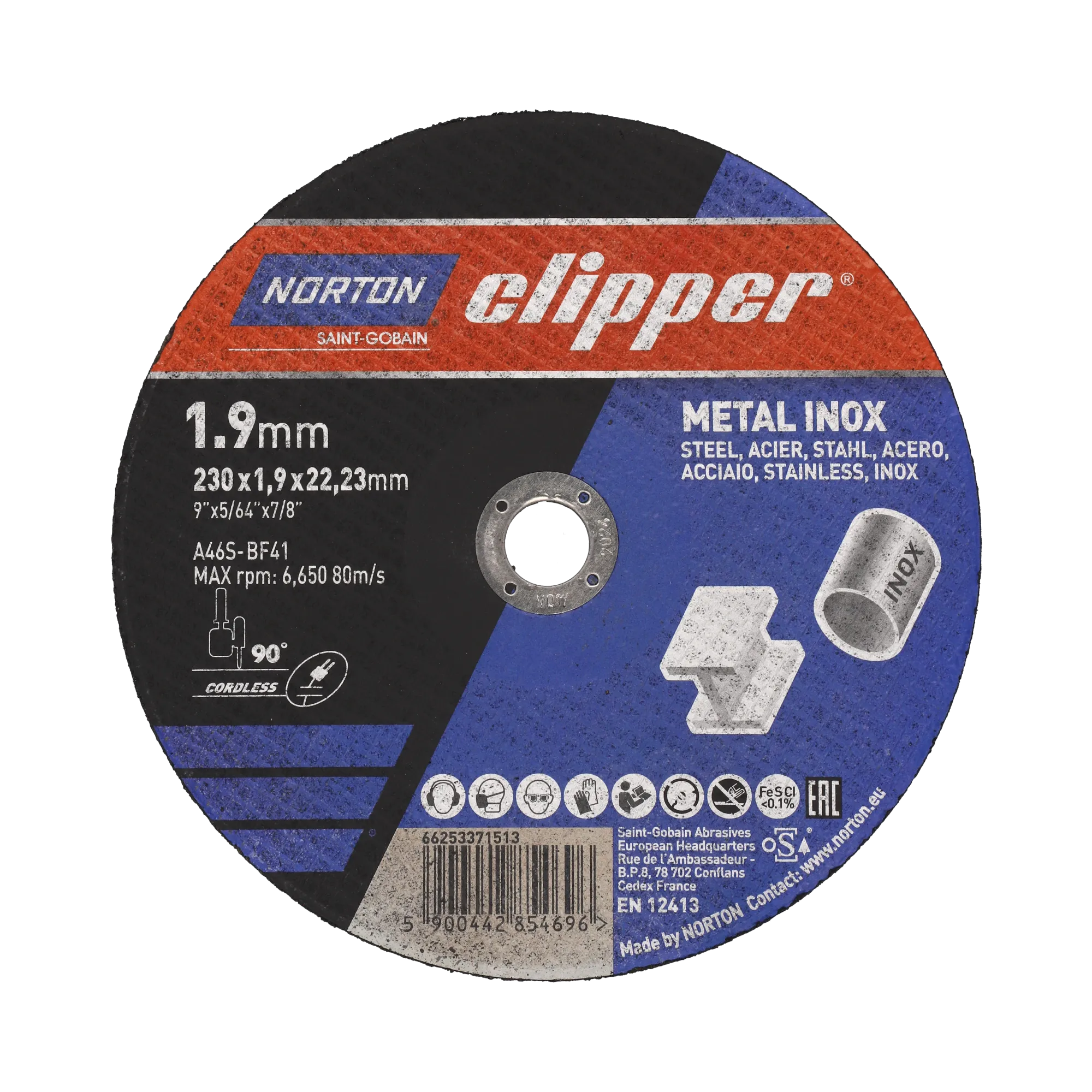 Norton Clipper Trennscheiben-Set 4+1 gratis Metall/Inox-Trennscheiben 230x1,9