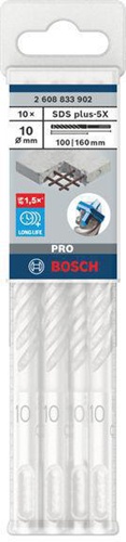Bosch Hammerbohrer PRO Arbeits-L.100mm D.10mm L.160mm SDS plus-5X