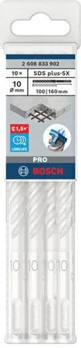 Bosch Hammerbohrer PRO Arbeits-L.100mm D.10mm L.160mm SDS plus-5X