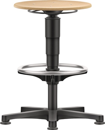 Drehhocker Bodengleiter u.Fußring Buche natur Sitz-H.560-830mm HO BIMOS