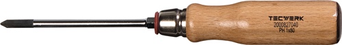 TECWERK Schraubendreher Holzgriff Rundklinge mit 6-Kant Ansatz 